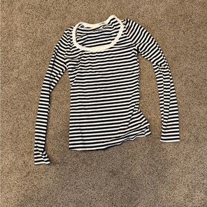 Classic Black & White Striped Long-Sleeve Women's Top